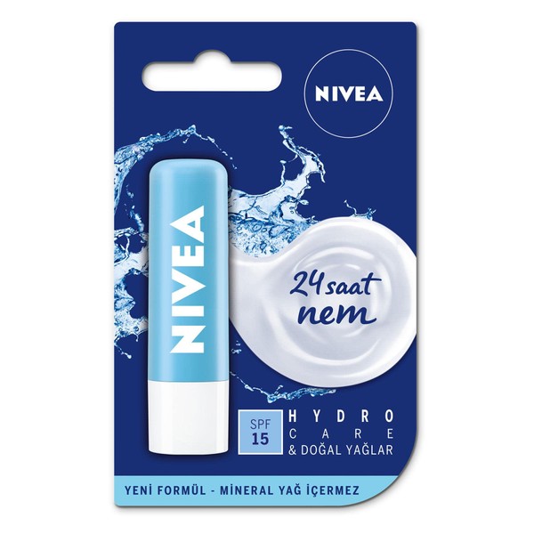 NIVEA Hydro Care Dudak Bakım Kremi, 24 Saat Nem, Aloe