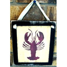 handmade Nautical Lobster Hanging Wall Sign Plaque Primitive Rustic Farmhouse Decor