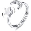 MILACOLATO 925 Sterling Silver Fidget Ring For Women Girls Adjustable Knuckle Rings Anxiety Ring Cubic Zirconia Sunflower Flower Butterfly Moon Star Rose Spinner Ring Jewelry Moonstar