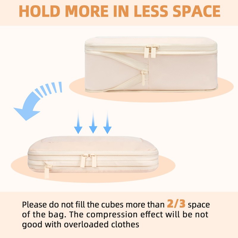 BAGAIL 4 Set/6 Set/8 Set Compression Packing Cubes Travel Accessories