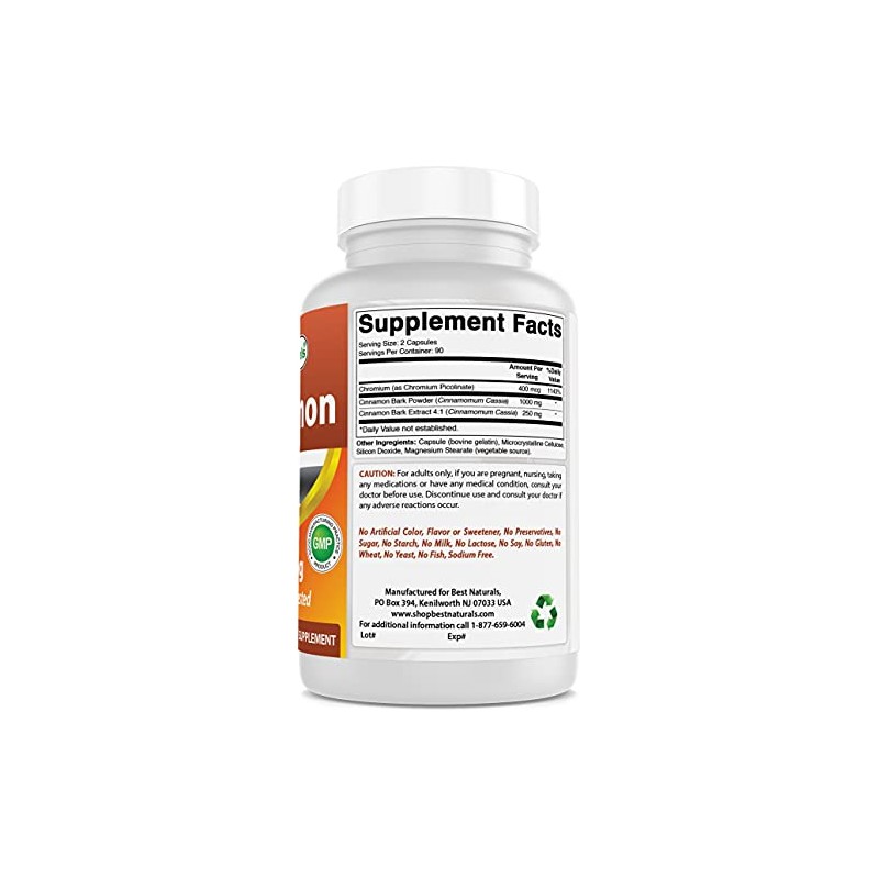Best Naturals Cinnamon 1000 mg with Chromium 200 mcg 180
