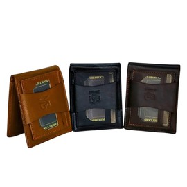 Genuine Leather Bifold Wallet with ID Window, Multiple Card Slots, 3 Colors Available - Black, Brown, Tan (Brown)