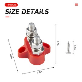 BELOMI 2PCS Battery Junction Block, 5/16" Insulated Power and Ground Battery Junction Post, M8 Dual Studs Power Distribution Block Terminal Post Bus Bar Accessories for Auto Car Marine Boat