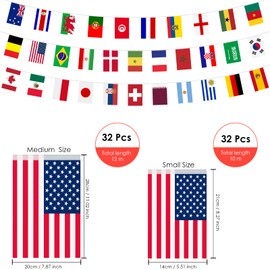 AhfuLife 2022 Soccer World Cup String Flag Bunting, 32 Countries Flags Banners Double-sided Polyester for Qatar World Cup, Garden, Bar, Restaurant and Party Decoration