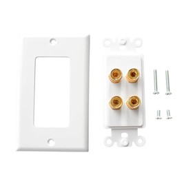 Bealuffe Speaker Wall Plate Speaker Wire Wall Plate, Audio Jack Banana Plug Wall Plate for 2 Speakers