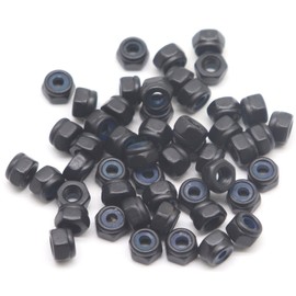 binifiMux 100pcs M3-0.5mm Pitch Black Nylock Nuts Nylon Insert Self Locking Nuts for RC