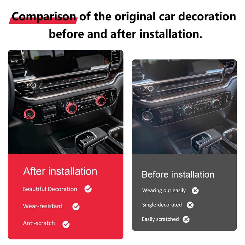 Auovo Volume/Tune Knob A/C Knob Covers Push Start Stop Button