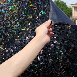 Volcanics Total-Blackout-Window-Privacy-Film, Rainbow Room Darkening Black Window Cover, Static Cling 100% Light Blocking 35.4 x 78.7 Inches