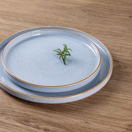 GBHOME Ceramic Dinnerware Sets for 4, 12 Pieces Stoneware Plates and Bowls Sets, Reactive Glaze Dishes -Scratch Resistant, Dishwasher&Microwave Safe-Brunnera Blue