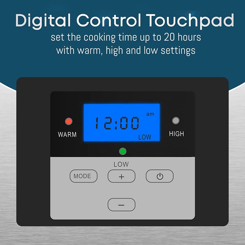 Digital Programmable Electric Slow Cooker - Oval Adjustable Temp, Sauces,