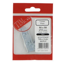 TIMco 50CPLP 50mm Corner Plate Pack 50 x 50 x 13mm - (Pack of 4)