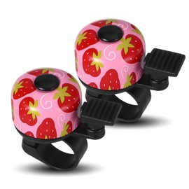 Pack of 2 Children's Bicycle Bell, Biker, Biker, Bell, Loud Pink, Accessories for Girls, Boys, Adults, for Road Bike, Scooter and Mountain Bike (Strawberry Pattern)