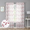 Tollpiz Burgundy Red Leaf Sheer Curtain Leaves Embroidered Bedroom Curtains