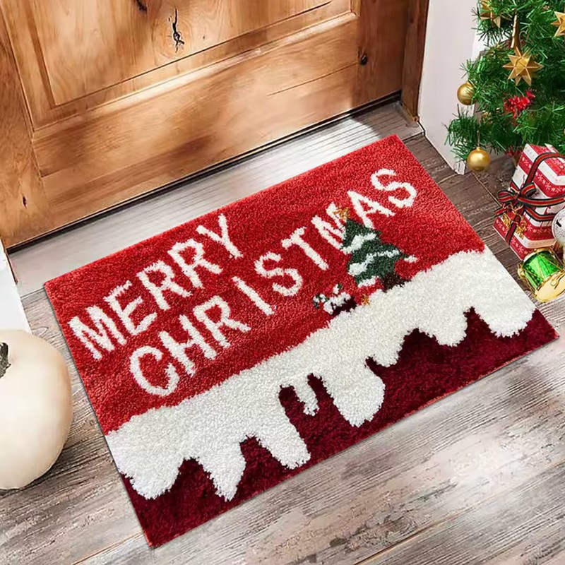 Christmas Door Mat Outdoor Indoor - Non-Slip Reindeer Carpet Mat
