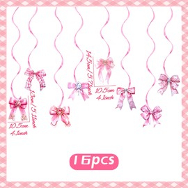 Pink Bow Hanging Garland Satin Ribbon Bow Party Decorations Bowknot Birthday Decorations Pink Bow for Bachelorette Bridal Shower Engagement Wedding