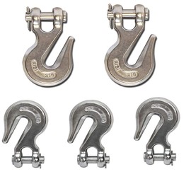 DBM IMPORTS Set of 5 PC Marine Stainless Steel 316 Clevis Grab Hook 1/4" Towing Shackle WLL 1,600 lbs