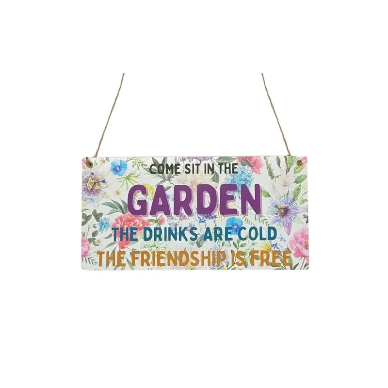 Second Ave Funny Sit in The Garden Wooden Hanging Rectangle