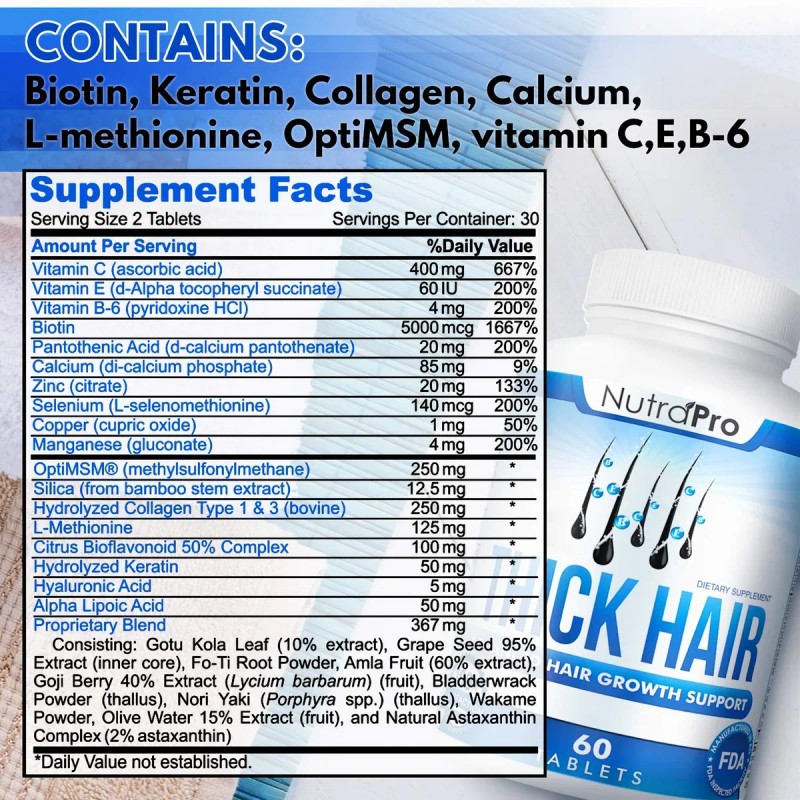 Vitaminas Crecimiento Cabello Grueso Pastillas Sabor