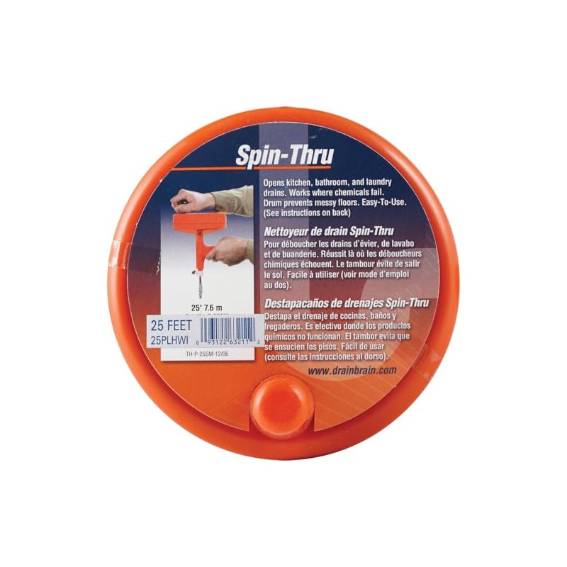 GEN WIRE SPRING CO 25PLHWI Spin Through Drain Auger