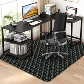 Office Chair Mat for Hardwood Floor, 63" x 51" Extra Large Black PVC Chair Mat with 3D Pattern, Under Computer Desk Floor Mat, Heavy Duty Floor Protector for Rolling Chair, Easy Glide, Easy Clean