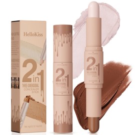 Cream Bronzer Contour Highlighter Stick - Double-End Cream Contouring Stick 2-in-1 Contour Stick with Contouring and Highlighter Long Lasting Waterproof Defined and Chiseled Look (1#, 33g)