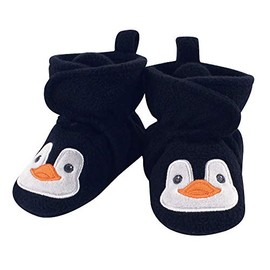 Hudson Baby Unisex-Baby Cozy Fleece Booties Casual Sock, Navy Penguin, 12-18 Months