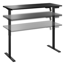 Bush Furniture Energize 55W x 24D Electric Height Adjustable Standing Desk in Basic Black, Ergonomic Sit-Stand Computer Table for Home Office