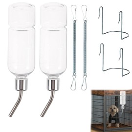 2 Pack Rabbit Water Bottle, Rabbit Bottles, Guinea Pig Water Bottle Non Drip, 180ml Transparent Plastic and Stainless Steel, Ideal for Hamster Water Bottles Use in Home and Pet Stores