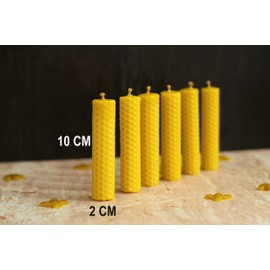 Mini velas de miel delgadas, velas de miel para regalos, mini velas de miel de la prosperidad. Vela de cera de abeja ecológica. 10cm de alto x 2cm de ancho. (10 pzas)
