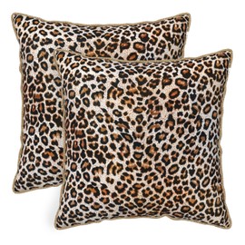 KSLIDS Leopard Print Faux Fur Soft Velvet Throw Pillow Covers Set of 2 Brown Black Cheetah Decorative Pillow Covers 18x18 Inch Animal Pillow Case for Sofa Couch Bedroom Farmhouse Home Decor