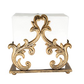 Servilletero de metal de bronce estilo barroco, dispensador de pañuelos Barocco independiente, cesta de servilleta barroca