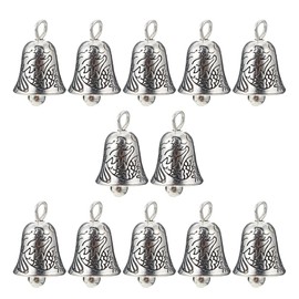 Sewroro Vintage Tin Bells Tibetan Silver Bells Antique Bell Pendants for DIY Wind Chimes Jewelry Making 30pcs