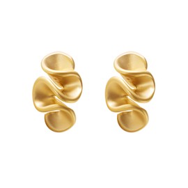 ALRNBY Gold Geometric Stud Earrings for Women Wavy Flower Irregular Design Trendy Lightweight Hypoallergenic Jewelry Gift Non Tarnish