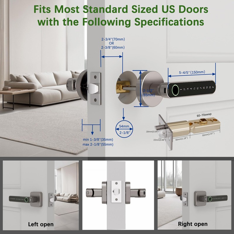 CHEN LCLILICHEN Smart Electronic Fingerprint Door Lock, Keyless Entry with