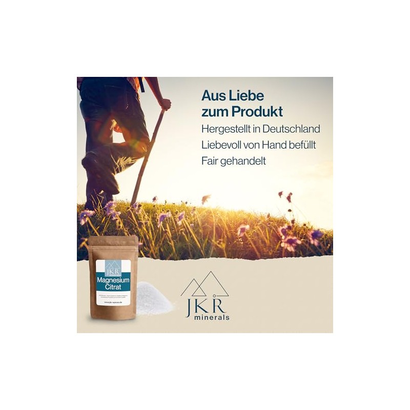JKR Minerals Magnesium Citrate Powder 450 g, Laboratory Tested, Pure