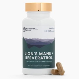 Nutritional Roots- Melena de Leones y Resveratrol, 800 mg de Extracto de Melena de Leones, Resveratrol Trans a Base de Plantas, Brain Sup             