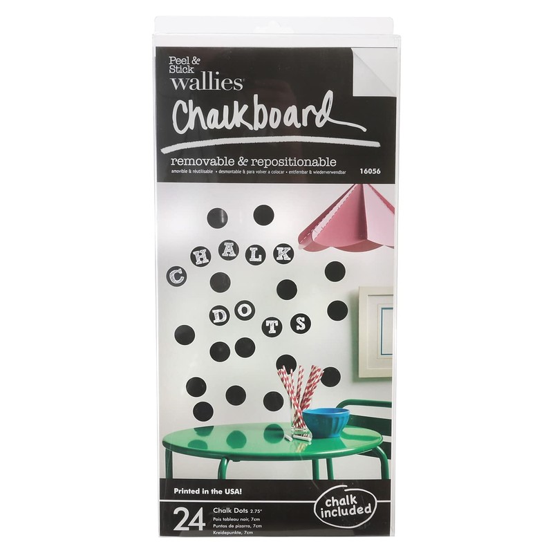Wallies Peel and Stick Black Chalkboard Dots, Set of 24