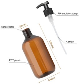 4Pcs Empty Press Pump Bottles, 300ML Refillable Bottle for Cooking Sauces, Plastic Liquid Soap Dispenser Refillable Container for Essential Oils, Lotions, Shampoo, Conditioner