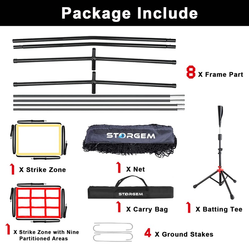Storgem Baseball and Softball Practice Net 7×7ft Portable Hitting Pitching