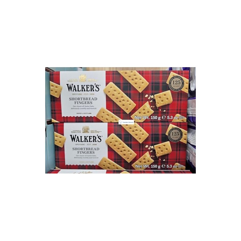Walkers Scottish Pure Butter Shortbread Fingers 5.3oz 150g (Two Boxes)
