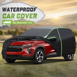 Mixsuper Liner Car Cover for Chevy Trax 2013-2023, Full Car Cover All Weather Car Covers for Chevy Trax, Waterproof Outdoor Cover with Zipper Door Reflective Strips