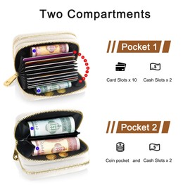 SNCCJ Kreditkartenetui für Damen, kleine Dual Layer Akkordeon Karten Geldbörse mit Blumendruck und großer Kapazität (Blau Blumen Kartenhalter)