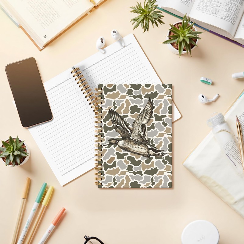DEQSX Camo Duck Spiral Notebook Journal, Duck Lover Gifts, Camouflage