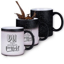 Zaubertasse Du bist einfach perfekt - Farbwechseltasse mit Glitzerpartikeln - perfektes Geschenk