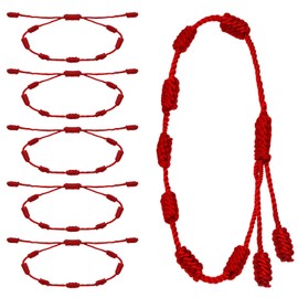 Pretwad 6 Pieces Red Cord Bracelets, Red Cord Bracelet, Bracelet Amulet for Protection, Adjustable Red Knot Cord for Protection, Happiness, Friendship, Lovers, Nylon, 6 Pieces Red Cord Bracelets, Red