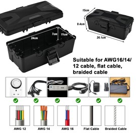 Cieex Outdoor Socket Box Waterproof 10.3''*6.2''*3.7'' IP54 Weatherproof Electrical Box w/6 Cable Entry Waterproof Box Protect Outlet, Plug, Holiday Lights from Water, Rain,Snow et Bad weather