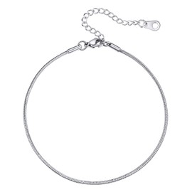 PROSTEEL Women's Adjustable 22+5cm Snake Chain Anklet 1.5mm Stainless Steel/Gold Plated/Black, 22 cm, Stainless Steel, No gemstones