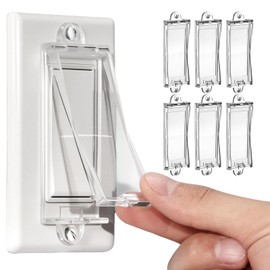 6 Light Switch Guard Cover, Baby Proof Wall Switch Cover Guard for Rocker Light Switch Protects Your Lights or Circuits from Being Accidentally Turned On or Off (Clear)