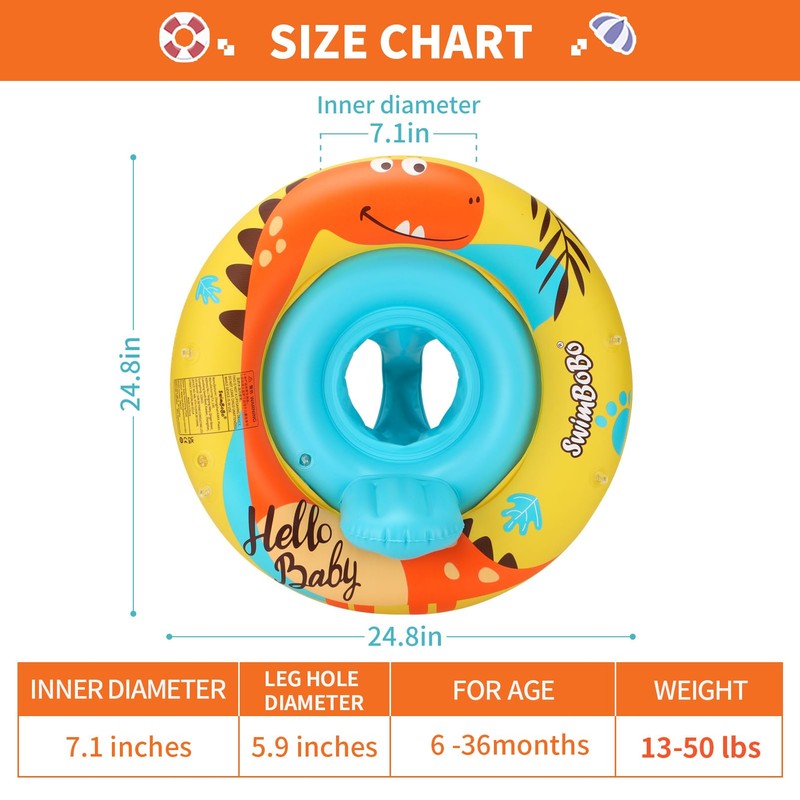 Swimbobo Inflatable Baby Swim Pool Float with Safe Seat and