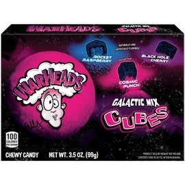 SUPPLIIONLINE Warheads Galactic Mix Cubes-Sweet And Chewy Candy - Rocket Raspberry-Cosmic Punch-Black Hole Cherry